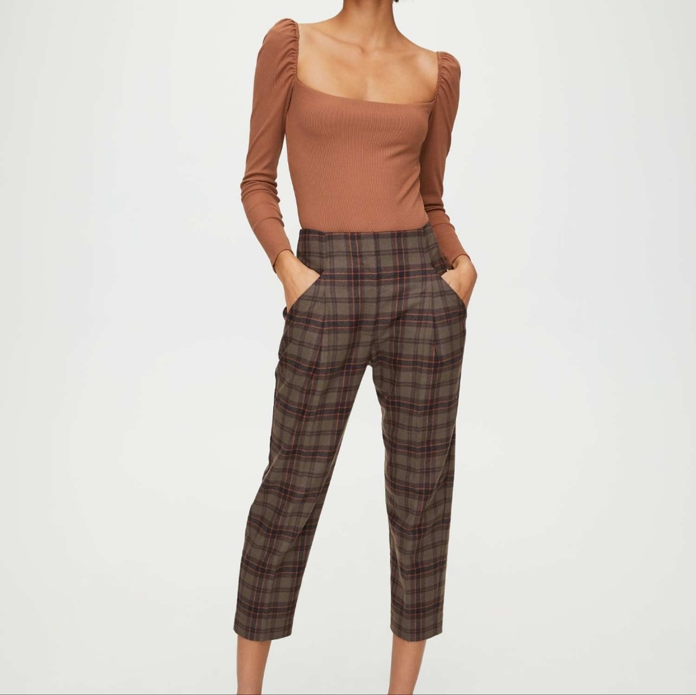 Aritzia Wilfred chambery cashmere blend plaid pant